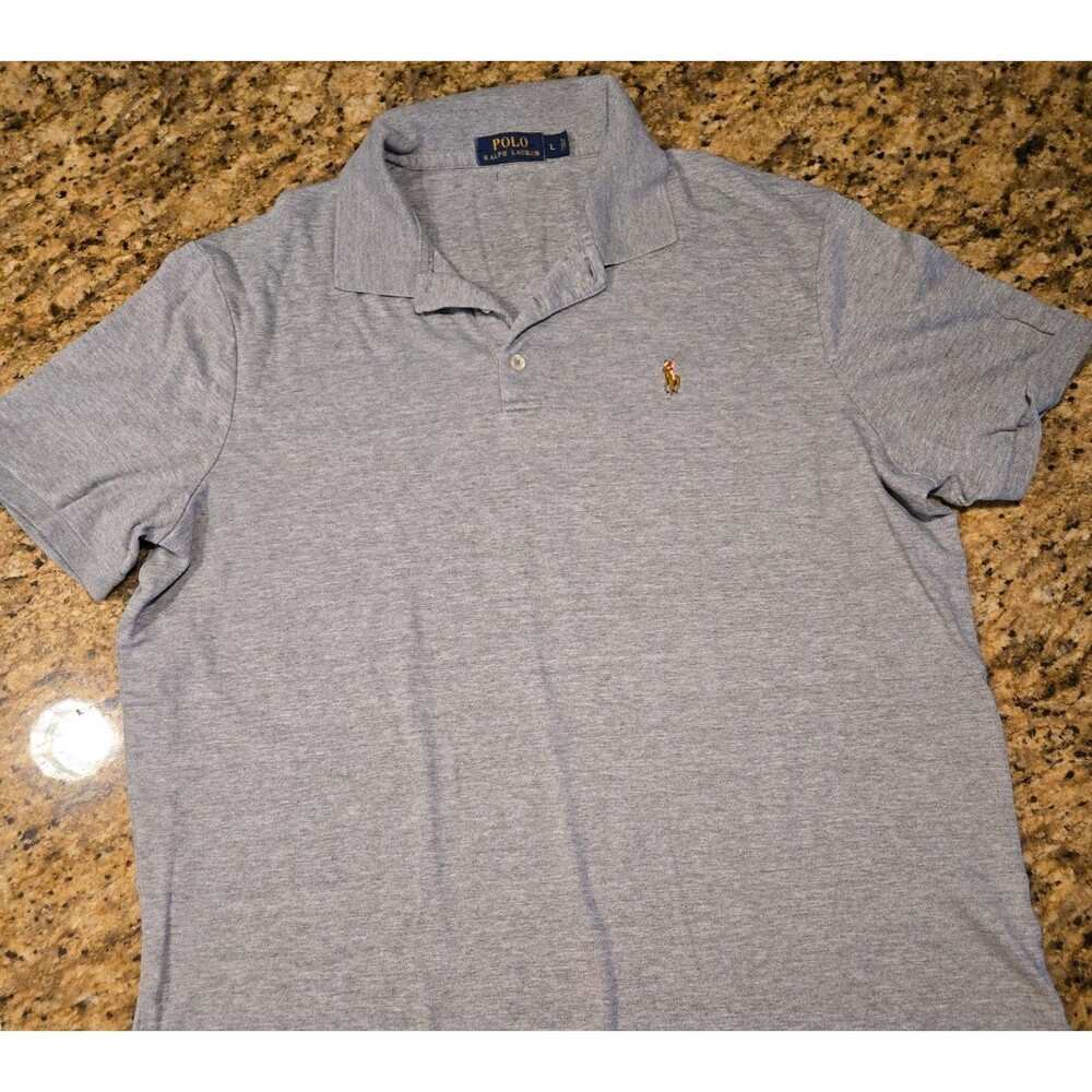 POLO RALPH LAUREN Large Men's Short Sleeve Pima Soft Touch Shirt Heather Gray